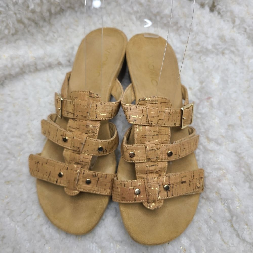 Vionic Park Radia Wedge Sandal Orthoheel cork tan sz 7 - Picture 4 of 7